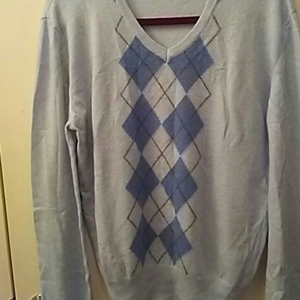 Mens L cashmere blend Argyle sweater